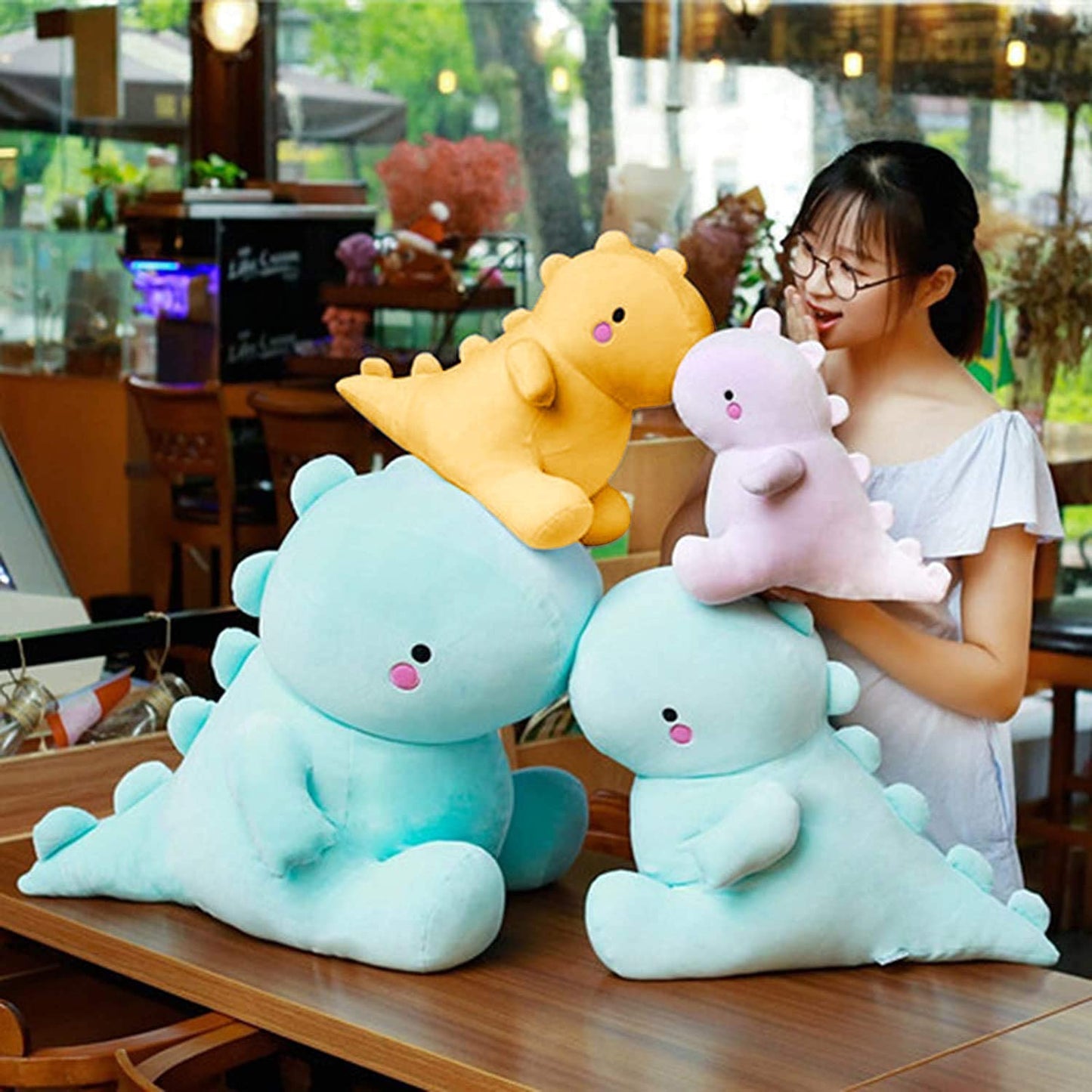 Vhyhcy Cute Dinosaur Plush Toys, Fat Dinosaur Stuffed Animals Toys Dolls, Soft Plush Stuffed Animal Dino Plushie, Birthday Gifts