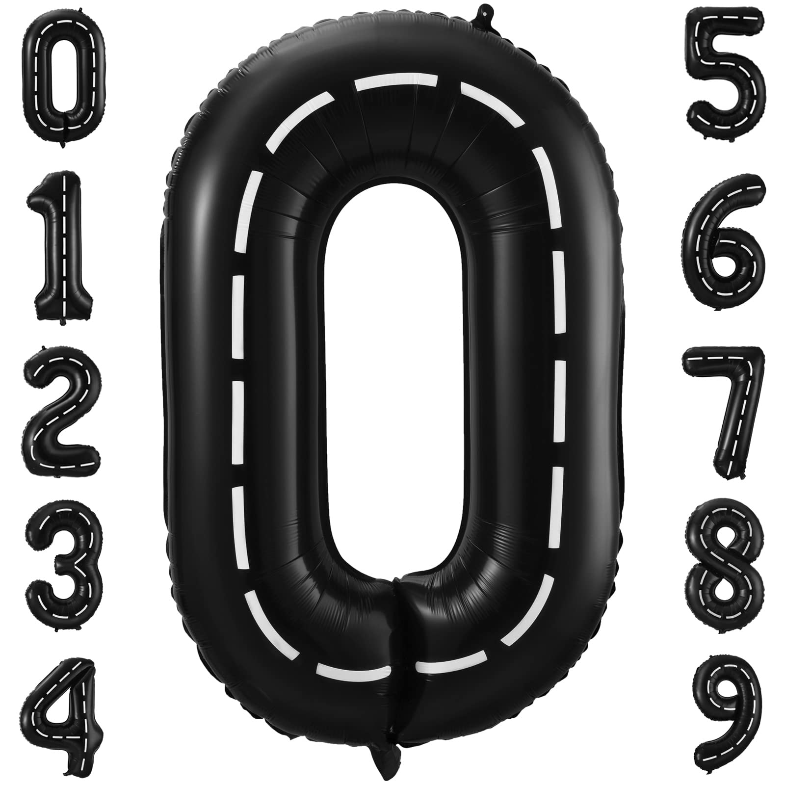 Race Car Number 0 Balloons,40 Inch Racing Car Birthday Balloons Two Fast Balloon Race Track Black 0 Balloon Number For Cars Theme Birthday Party
