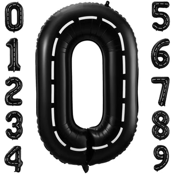 Race Car Number 0 Balloons,40 Inch Racing Car Birthday Balloons Two Fast Balloon Race Track Black 0 Balloon Number For Cars Theme Birthday Party