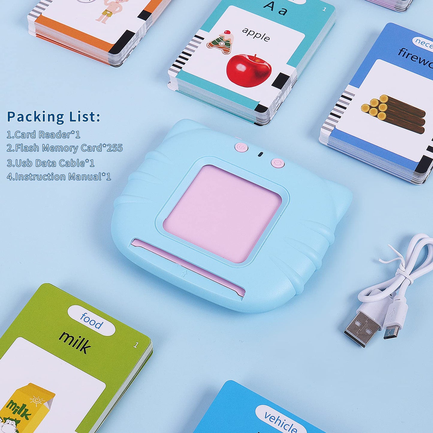 Talking Flash Cards Toddler Toys Pocket Speech For Toddlers 1-3, Talking Learning Flash Cards Educational Toys Sensory Toys Gift For Boys And Girls (510 Sight Words-Blue)
