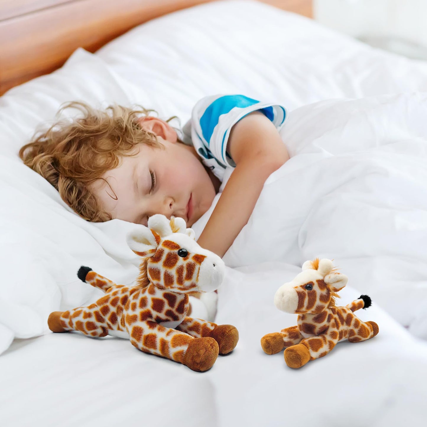 Hideekoog Stuffed Animal for Kids 8 inch Realistic Animal Plush Toy Lying Down Posture Animals Plush for Boys Girls mature-themed Birthday Hug Teaching(S-Giraffe)