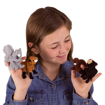Folkmanis Woodland Animal Finger Puppet Set, Multicolor, 8' (2769)