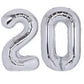 40 Inch Number 20 Balloon Silver Jumbo Giant Big Large Number 20 Foil Mylar Silver Balloons 20Th Birthday Party Anniversary Deco