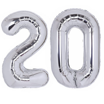 40 Inch Number 20 Balloon Silver Jumbo Giant Big Large Number 20 Foil Mylar Silver Balloons 20Th Birthday Party Anniversary Deco