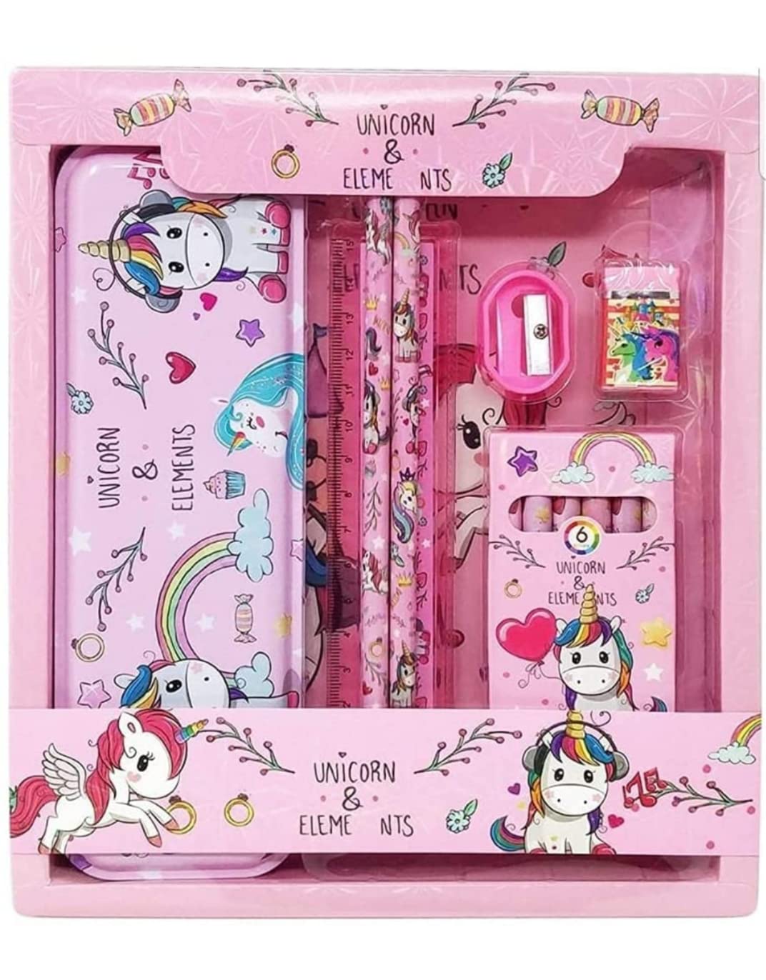 Mehransh Unicorn Themed Stationary Combo Sets For Girls | Stationary Gift Sets (Pink)