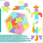 BBTO 4 Pack Wooden Hexagon Puzzle Blocks Geometric Tangram Jigsaw Shape Pattern Block Brain Teaser Toy Russian Blocks Logic Iq Stem Montessori Toy Educational Gift for Intelligence Challenge