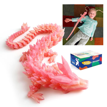 Rwsefk 30 In 3D Printed Dragon, 30Inch Dragon,3D Dragon Toy,Large Dragon Present,Ariculated Crystal Dragon (Peach Colour, 30Inch