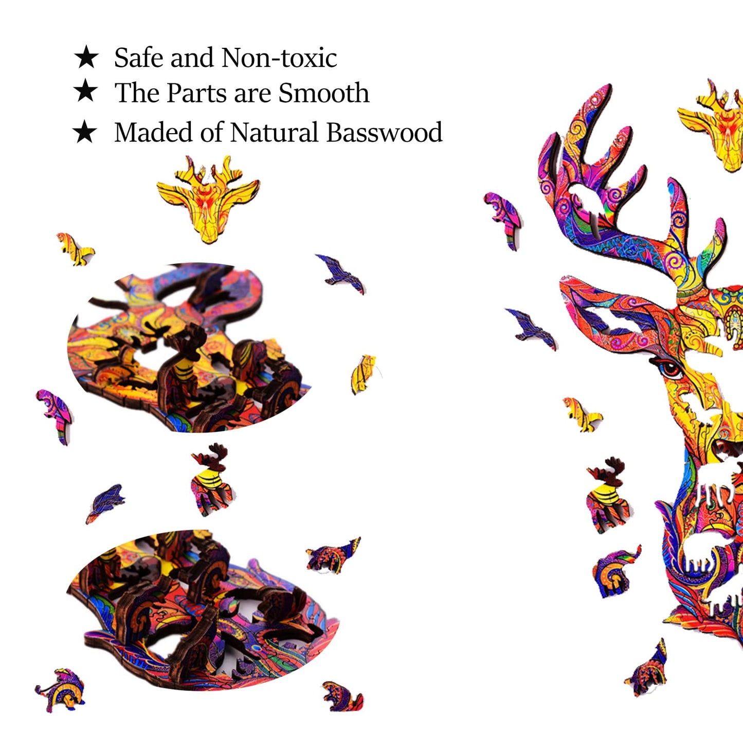 Wentufin - 150 Pieces Wooden Jigsaw Puzzles For Adults Large Size Wood Cut Puzzles Deer Wooden Jigsaw Puzzles Gift For Christmas