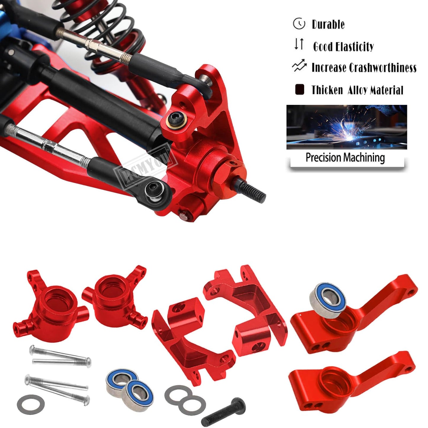 RCMYou Upgrades Part for 1/10 Slash/Rustler/Stampede/Hoss 4x4 VXL 4wd,Alloy Suspension Arm,Caster Block,Steering Blocks,Rear Stu