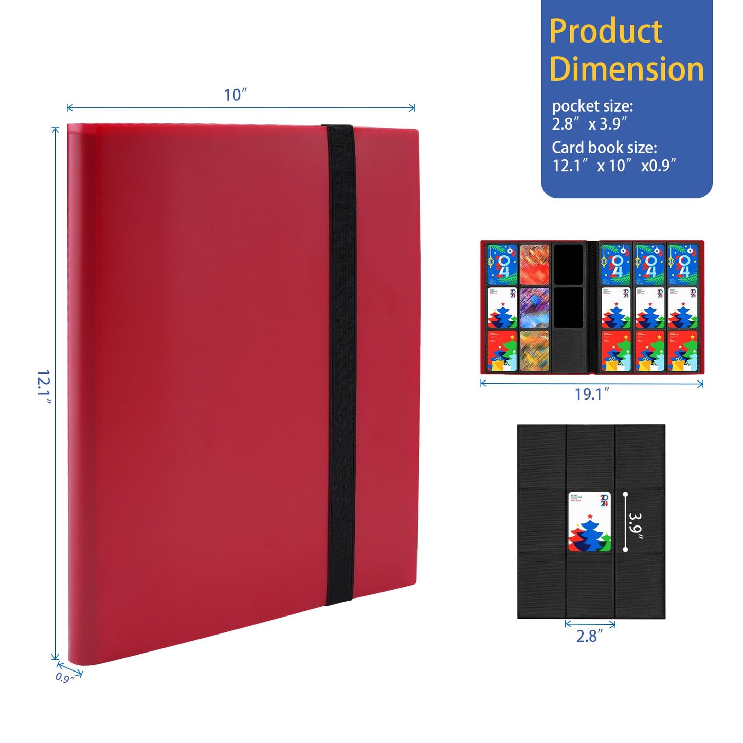enhanced 9-Pocket Trading Card Album  Sturdy Binder Holder for 360 Cards  Side-Loading Collection Folder for TCG  MTG & More  Red