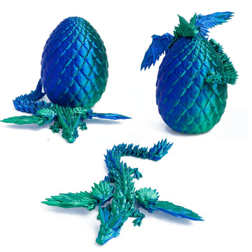 Flavery 3D Printed Flying Dragon In Egg - Dino Easter Egg With 9'' Winged Dragon Inside, Colorful Fidget Toy, Birthday Gift, Fle