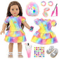 K.T. Fancy 18 Inch Doll Clothes and Accessories - Dress Makeup Set -Included Skirt  Backpack  Headband  Cosmetic Brush  Mini Phone  Mini Comb  Stickers & Shoes