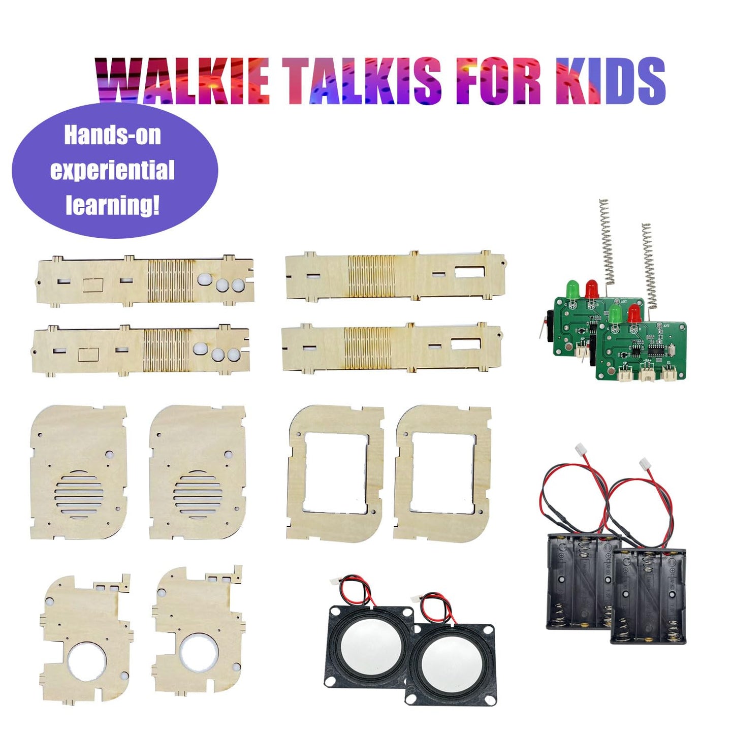Stem Kits For Kids Walkie Talkies 8-10-12-14, Build Your Own Kids Walkie Talkies, Electronic Circuits Projects Stem Toy For Kids