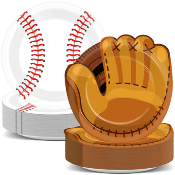 Justforjoyful 100Pcs Baseball Plates Baseball Party Supplies 9inch Sports Themed Birthday Party Plates Disposable Baseball Dinne