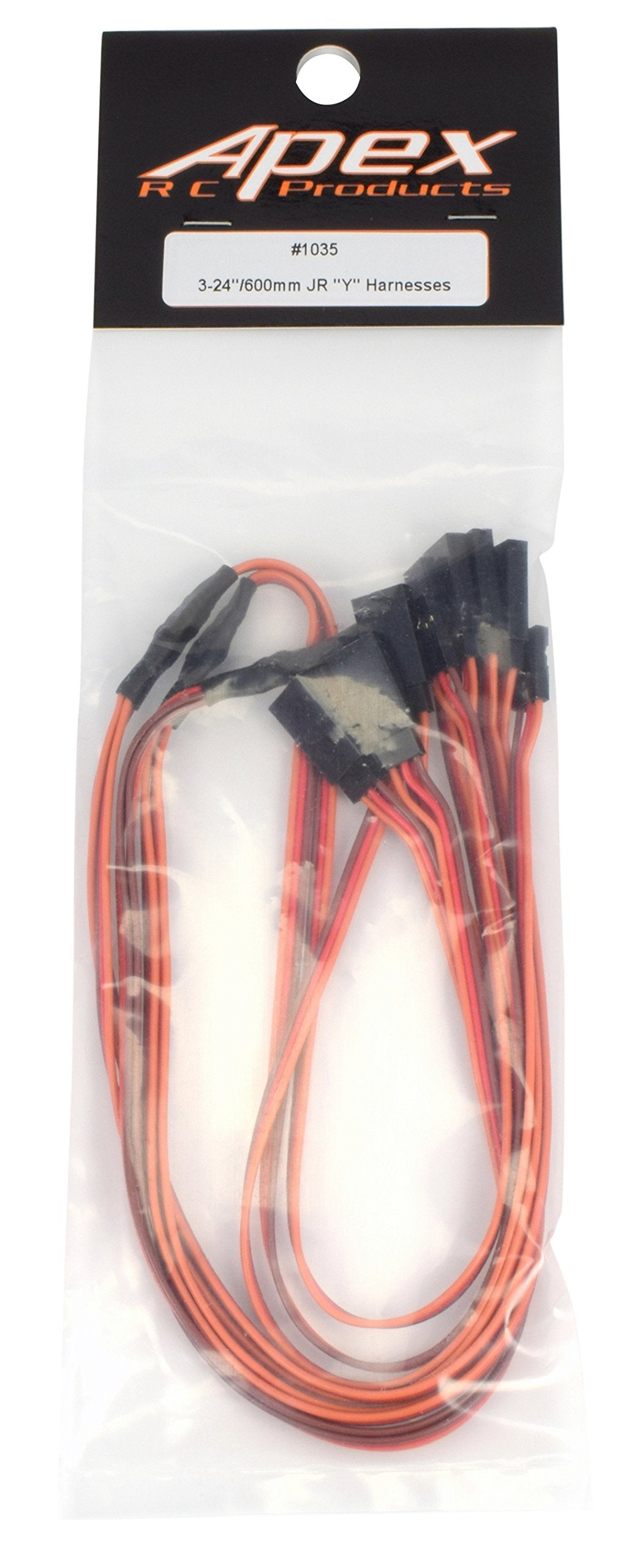 Apex RC Products JR Style 24'' / 600mm Servo Y Harness - 3 Pack #1035