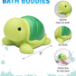 Puzzled DolliBu Sea Turtle Bath Buddy Squirter - Green Rubber Bath Toy for Toddlers, Small Floating Water Squirter, Model 2746