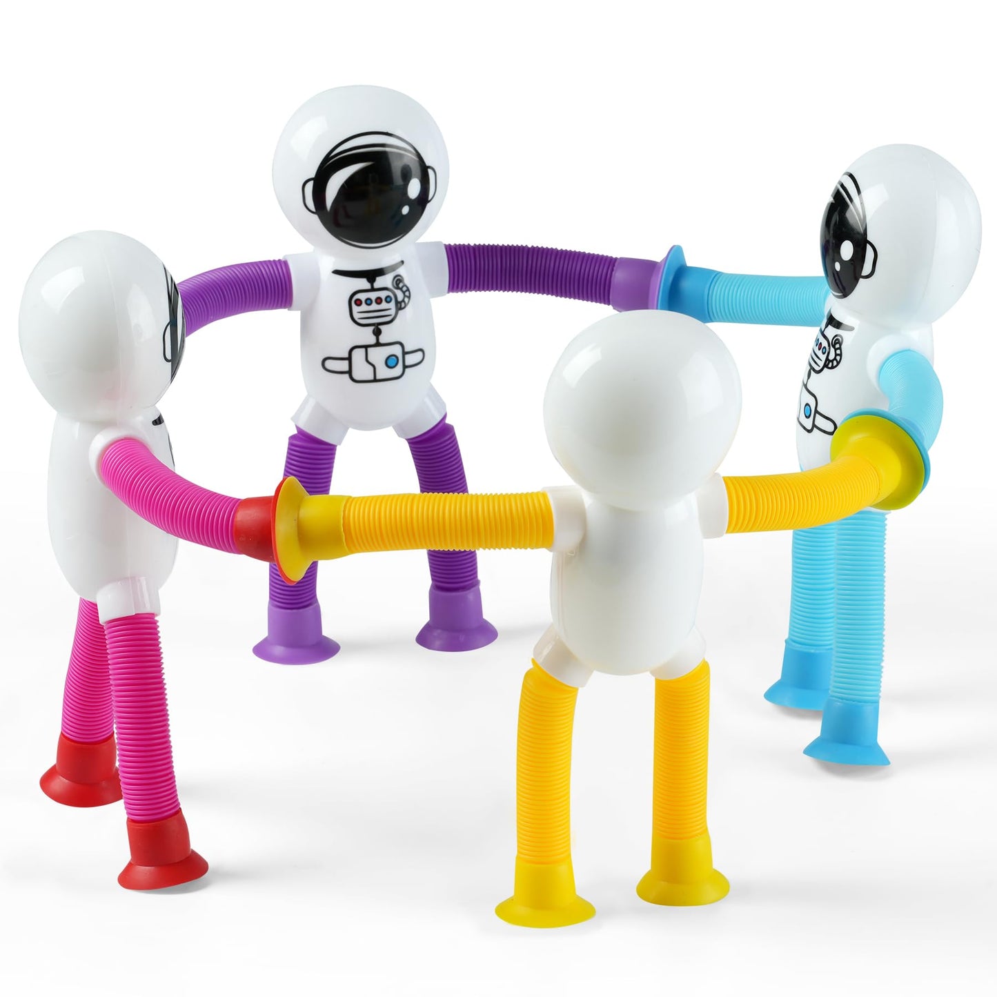 Eowvsio 4Pcs Valentines Day Gifts For Kids,Astronaut Pop Tubes Valentines Fidget Toys,Autistic Travel Valentines Toys,Valentine