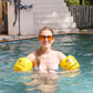 2pcs Roll-up Inflatable Confidence Building Arm Bands, Pool Float Arm Rings - Ideal for Swimming Trainers & Starters (Yellow)