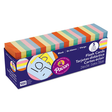 Pacon Blank Flash Card Dispenser Boxes, 2W X 3H, Assorted, 1000/Pack