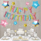 Happy Birthday Balloons Banner, Rainbow Happy Birthday Foil Balloons 16 Inch Mylar Foil Letter Balloons With 8 Pcs Gradient Blue
