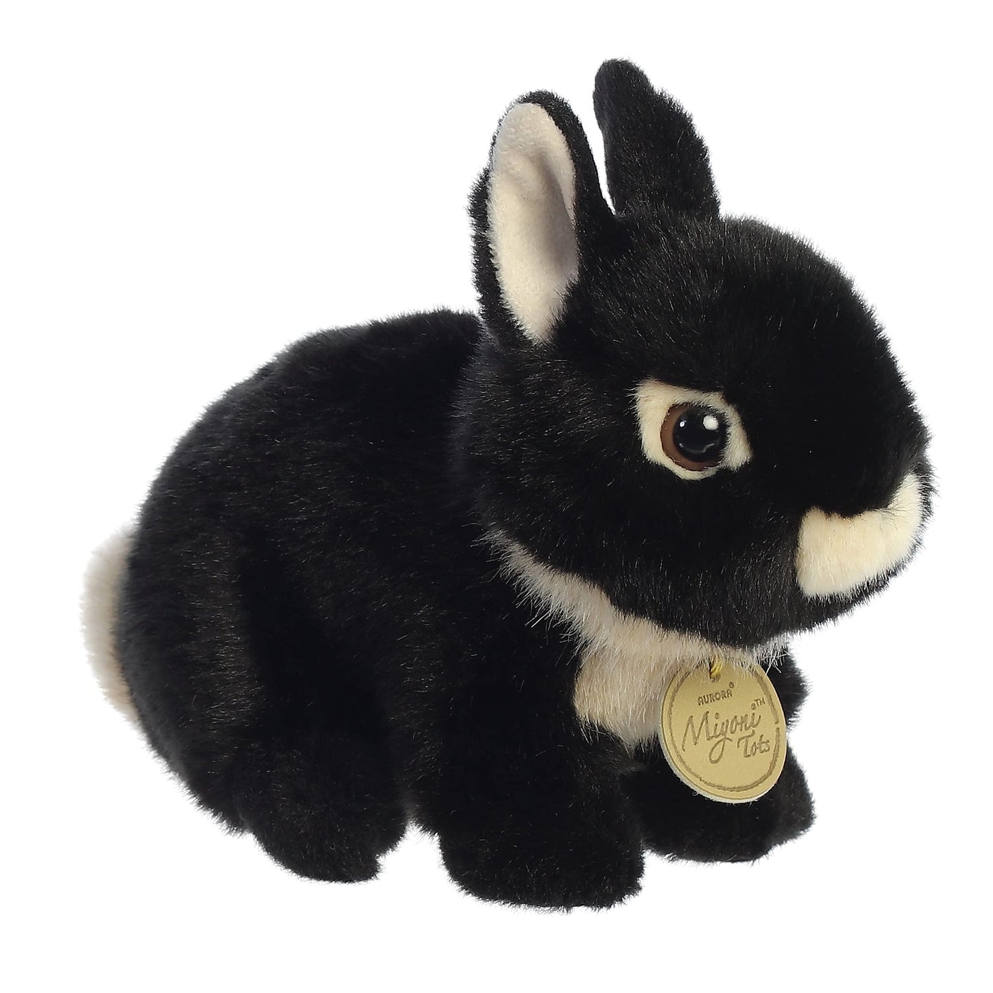 Aurora® Adorable Miyoni® Tots Netherland Dwarf Bunny Stuffed Animal - Lifelike Detail - Cherished Companionship - Black 7.5 Inches