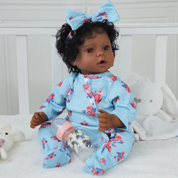 Scom Lifelike Reborn Black Girl - 20 Inch African American Newborn Baby Girl, Real Life Baby Dolls With Weighted Soft Cloth Body