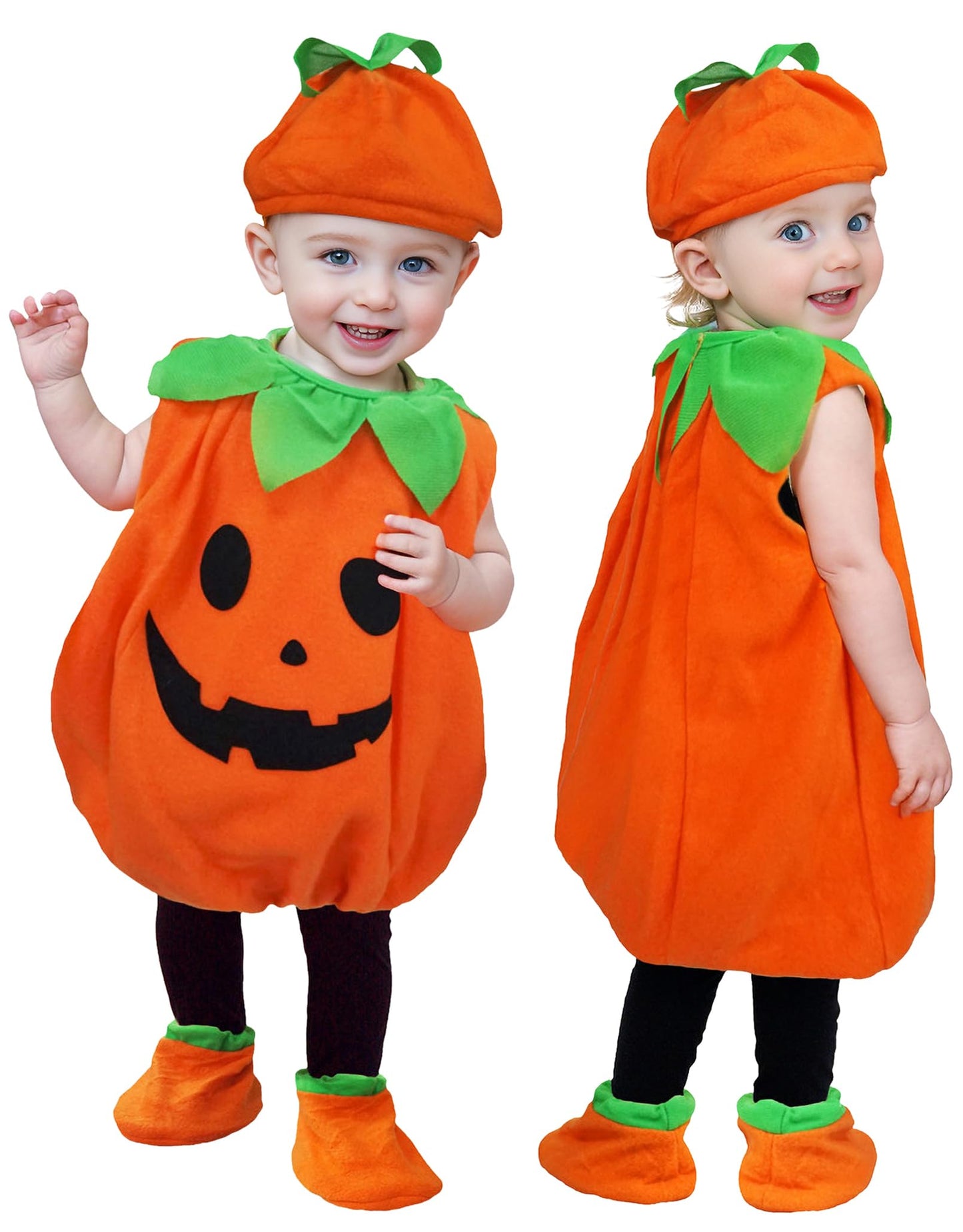 Eozy Kids Cute Pumpkin Costume Set Halloween Trick Or Treat Dress Up Cosplay School Party