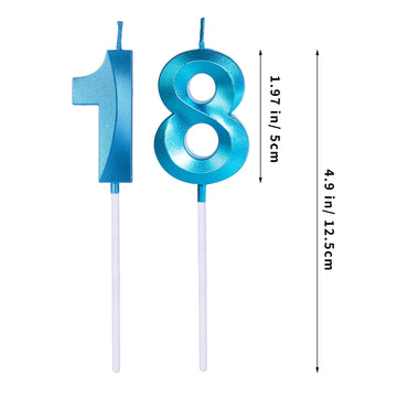 Blue 18th & 81st Birthday Candles for Cakes, Number 18 81 Glitter Candle Cake Topper for Party Anniversary Wedding Celebration D