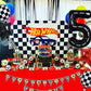 Toniful 40 Inch Race Car 5Th Birthday Balloons Racetrack Number 5 Black Balloons Wheel Tire Balloons Black White Checkered Ballo