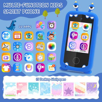 Deao Kids Smart Phone For Boys, Gifts For 3-10 Year Old Girls Christmas Birthday Kids Toys, Toddler Learning Play Toy Phone With