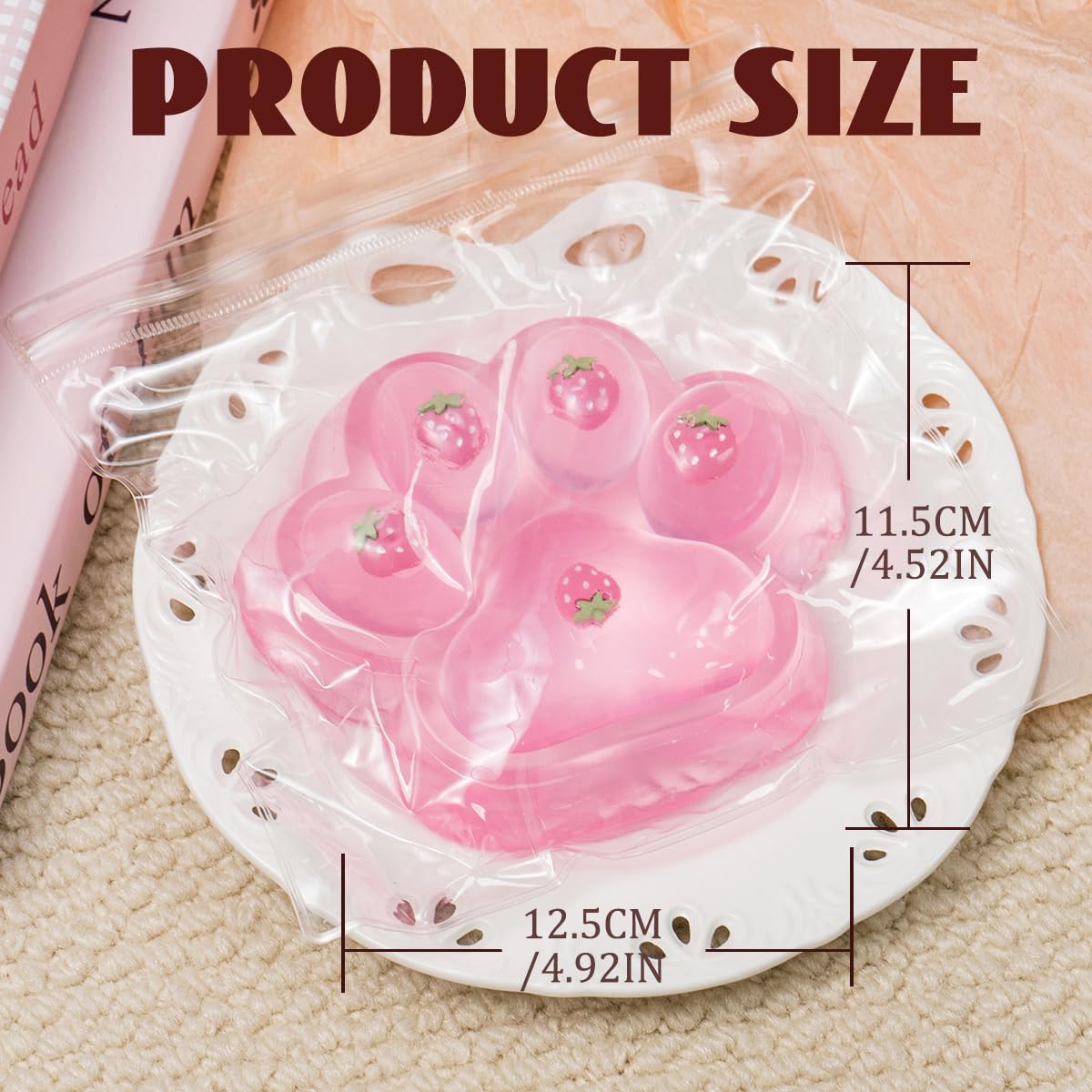 4.92 Inch Big Handmade Taba Cat Paw Squishy Toys  Pink Clear Soft Squeeze Toy for Stress Relief  Large Funny Sensory Fidget Squishies Suitable for mature-themeds Kids