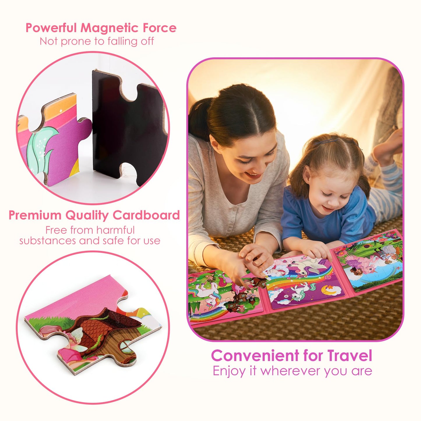 Magnetic Puzzles For Kids Ages 4-6, 20-Piece Toddler Travel Toys Unicorn Princess Puzzles Ages 3-5, Educational Learning Magnets, Ideal Road Trip Activities Toys For 3 4 5 6 Boys And Girls