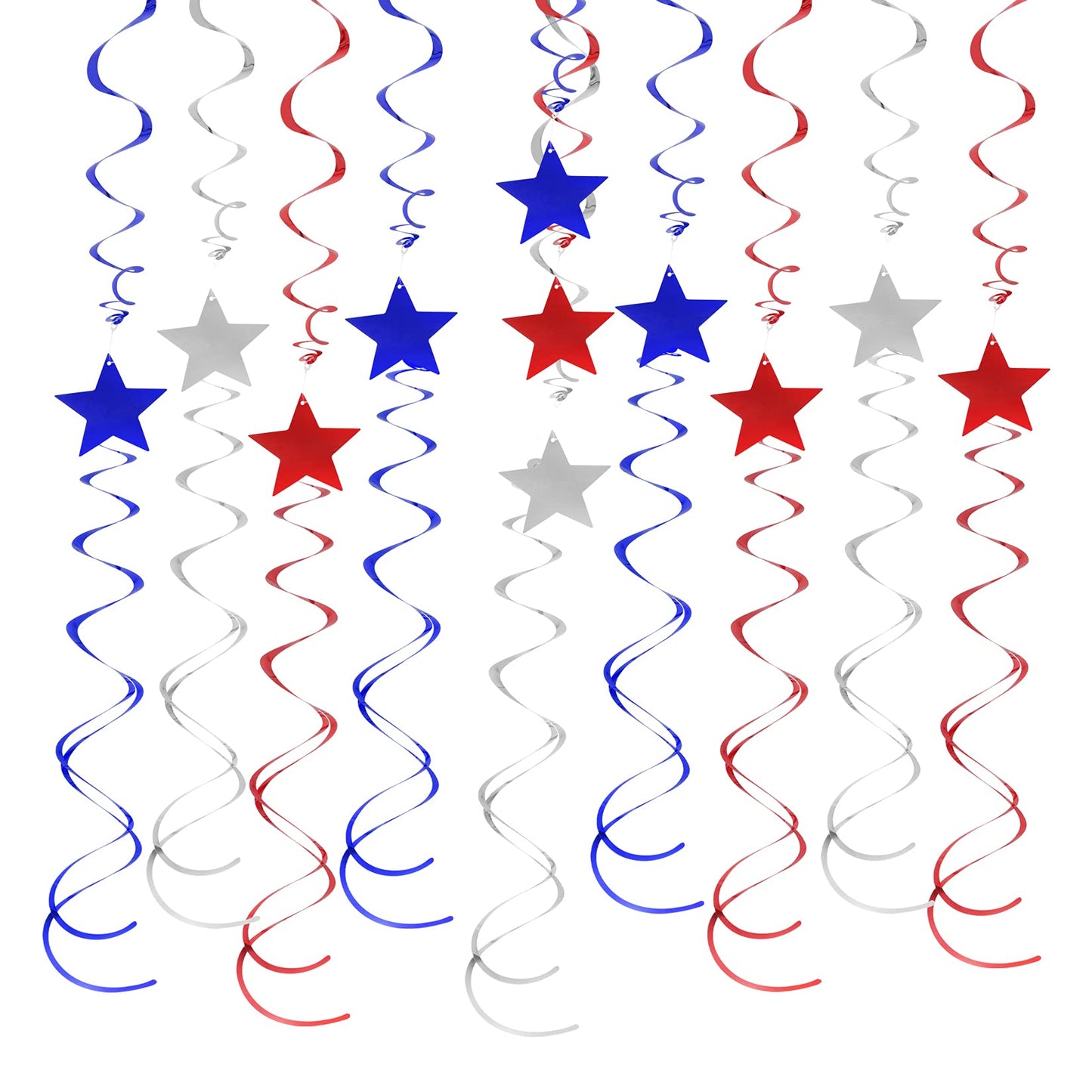 jiebor 30Pcs Red White and Blue Decorations Star Swirl Garland Banner Hanging for Memorial Day 4th Of July Independence Day Labo