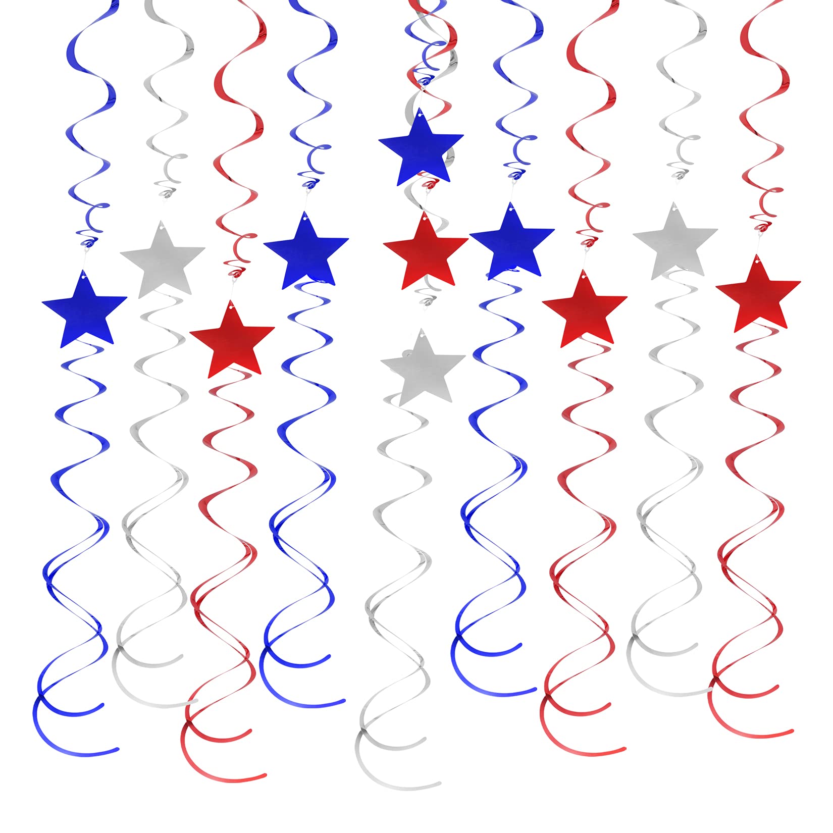 jiebor 30Pcs Red White and Blue Decorations Star Swirl Garland Banner Hanging for Memorial Day 4th Of July Independence Day Labo