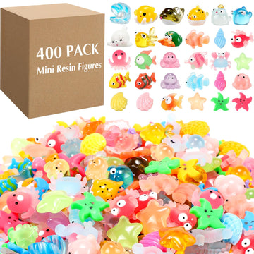 Barydat 400 Pcs Mini Resin Animals Figures Bulk For Pranks Tiny Hide Crafts Starfish Sea Animal Micro Landscape Aquarium Miniature Toys Stuff For Garden Valentine'S Day Party Favors Gifts Decoration