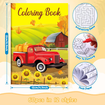 Benlouis 24 Pcs Fall Mini Coloring Books Fall Harvest Party Favors Thanksgiving Activity Book Bulk For Kids Autumn Pumpkin Birth