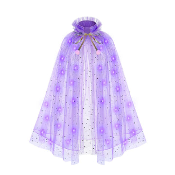 Hsctek Light Up Princess Cape, Purple Princess Dress Up Tulle Cape, Coloful Princess Outfit Costume Accessories Kids Toddlers Girls