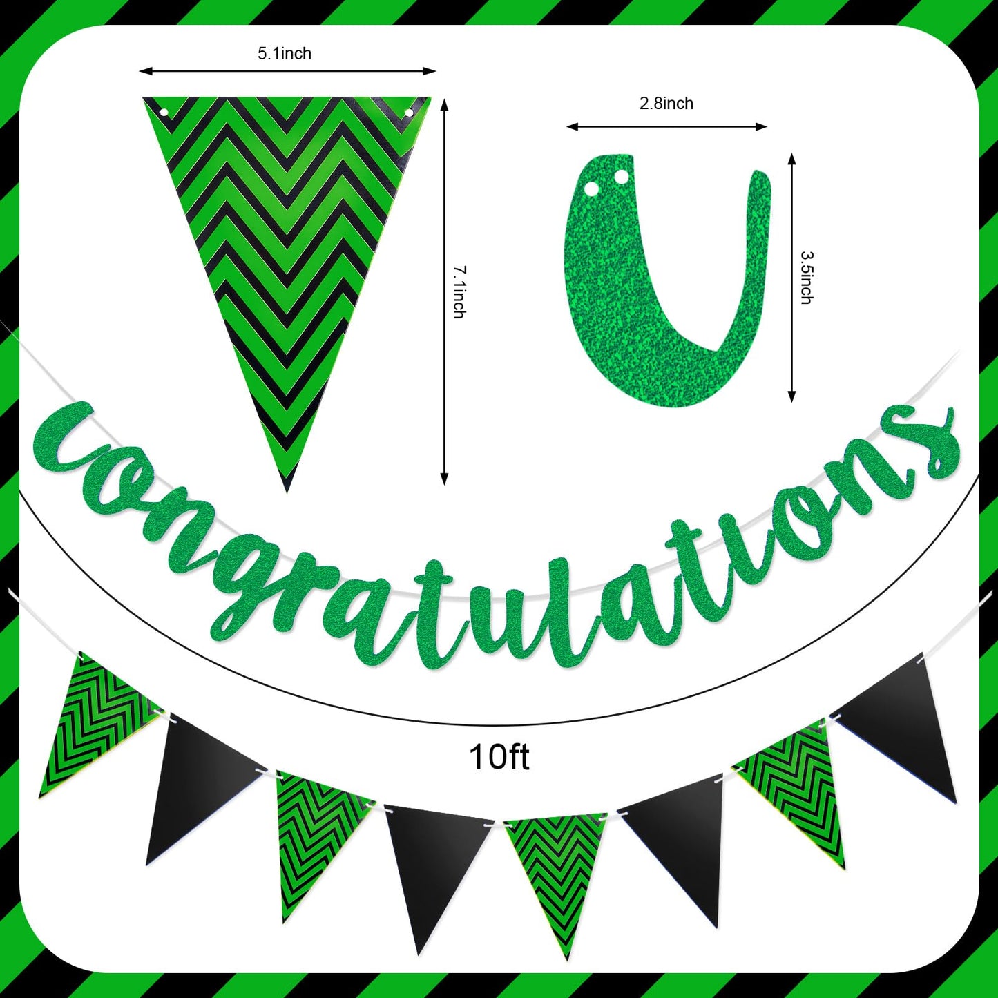 Boao Pre-strung Congratulations Banner Glitter Congratulation Banner 10 ft Congrats Garland for Graduation, Wedding, Retirement,