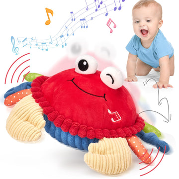 Hahaland Baby Toys 12-18 Months - Upgraded Musical Dancing Walking Moving Bouncing Crawling Crab Tummy Time Toy Sensory Infant Toys 6-12 Months Interactive Boy Girl Easter Birthday Gifts For Babies