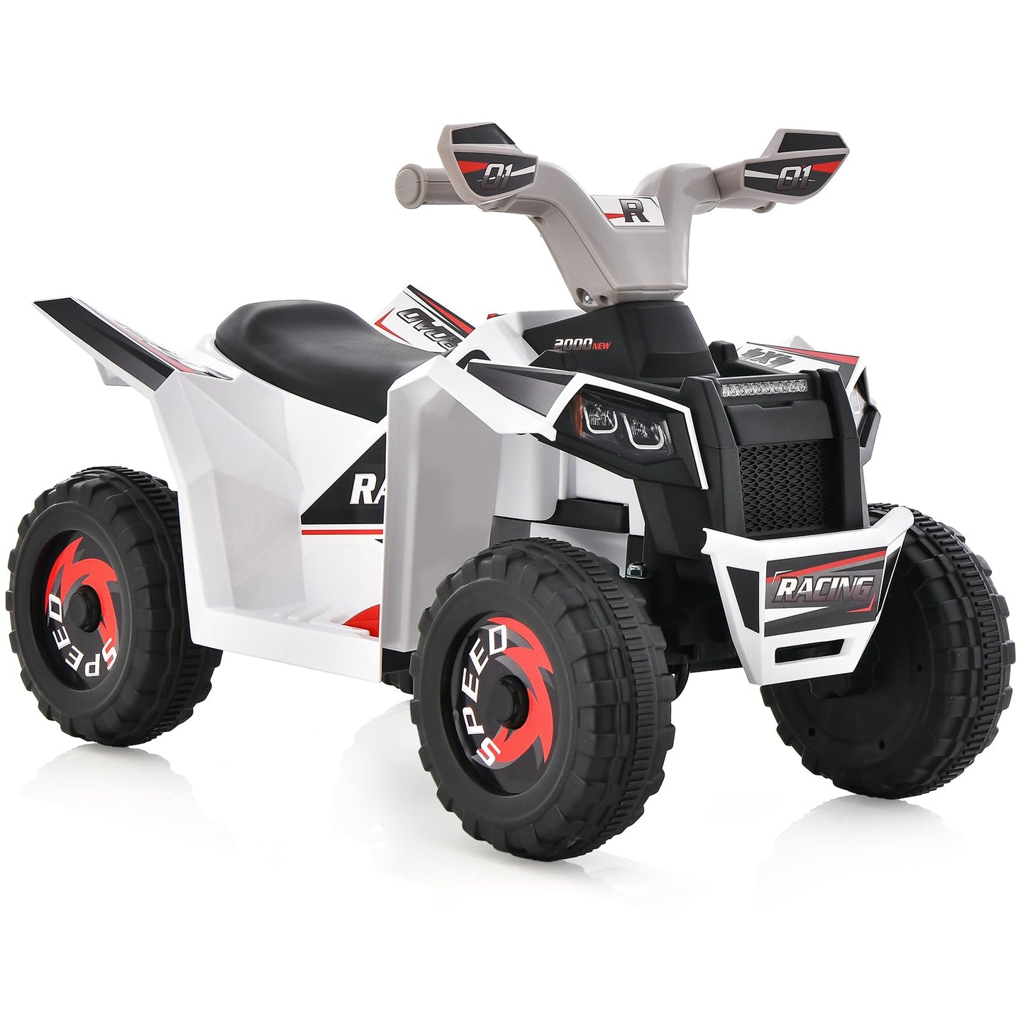 Honey Joy Ride On Atv, 6V Battery Powered Toddler Ride On Toy, Electric Vehicle For Kids, Forward/Backward, Foot Pedal, 4 Wheeler Quad Car, Gift For Boys And Girls (White)
