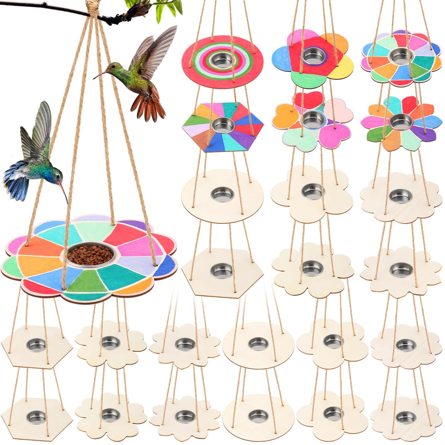 Doublefill 12 Pcs Bird Feeder Craft Kits For Kids Ages 38 Make Your Own Bird Feeders Kids Arts And Crafts Diy Wooden Art Painti