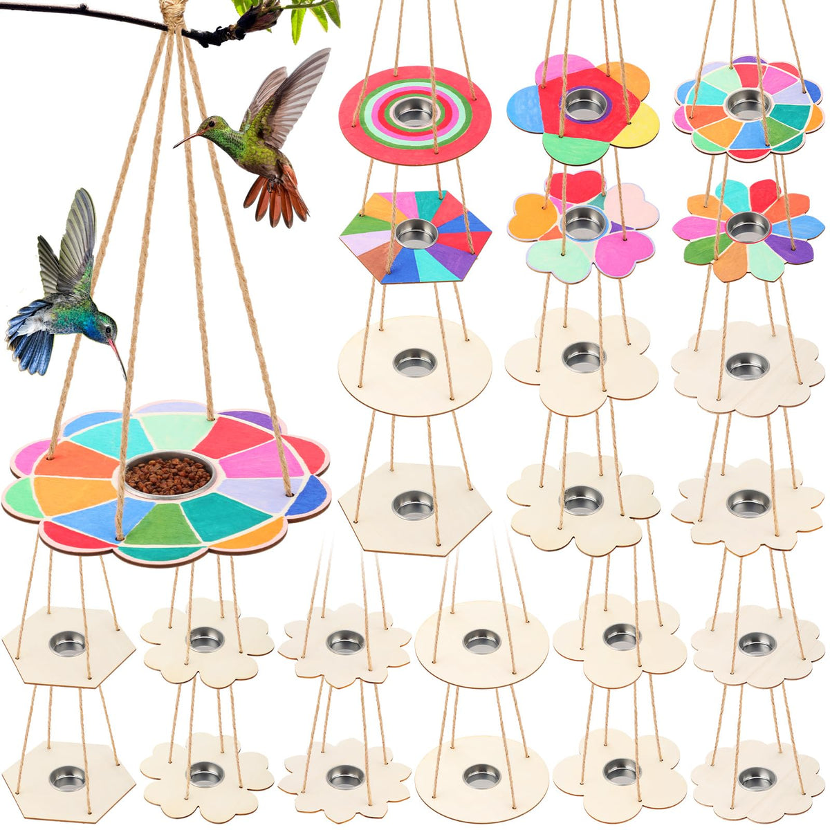 Doublefill 36 Pcs Bird Feeder Craft Kits For Kids Ages 38 Make Your Own Bird Feeders Kids Arts And Crafts Diy Wooden Art Painti