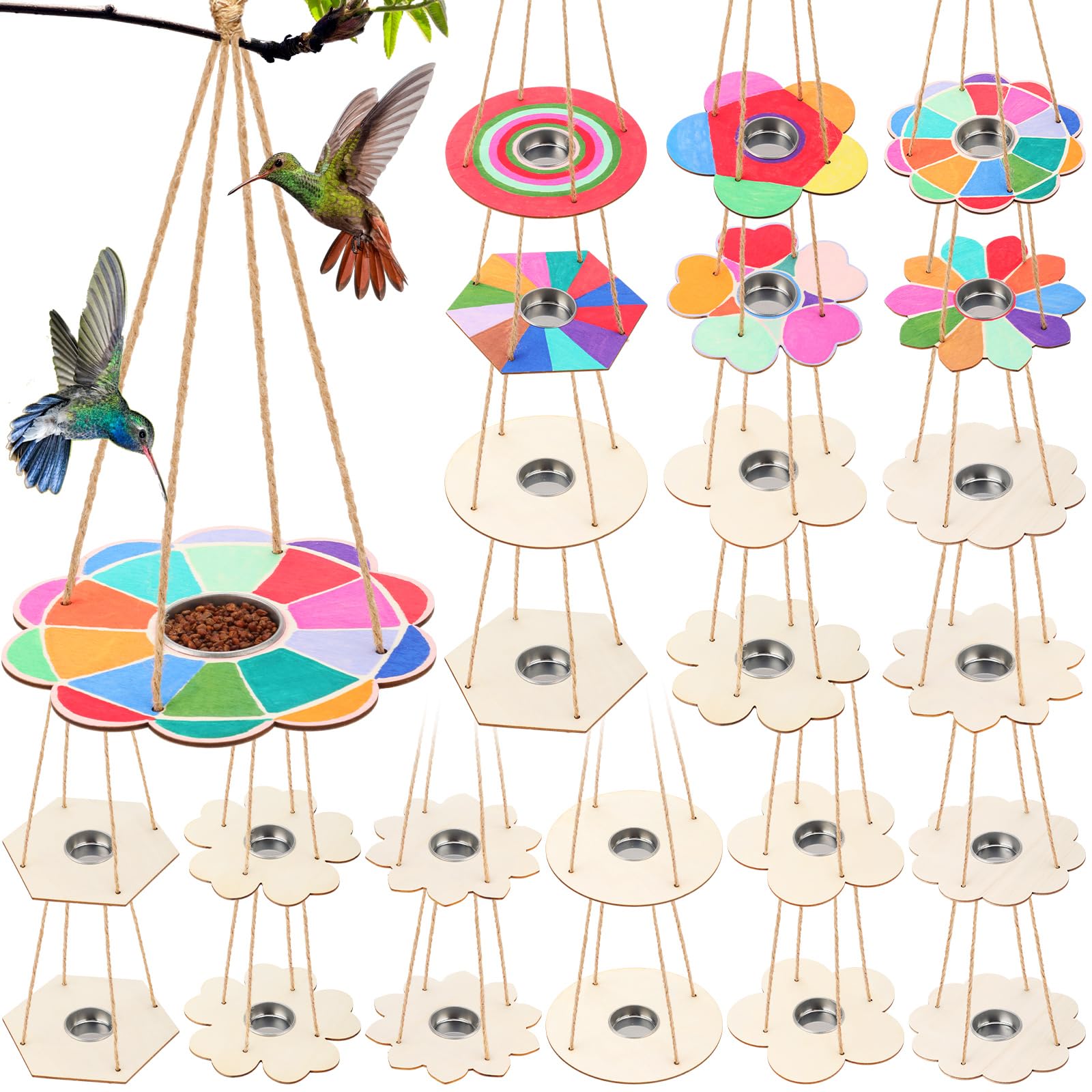 Doublefill 36 Pcs Bird Feeder Craft Kits For Kids Ages 38 Make Your Own Bird Feeders Kids Arts And Crafts Diy Wooden Art Painti