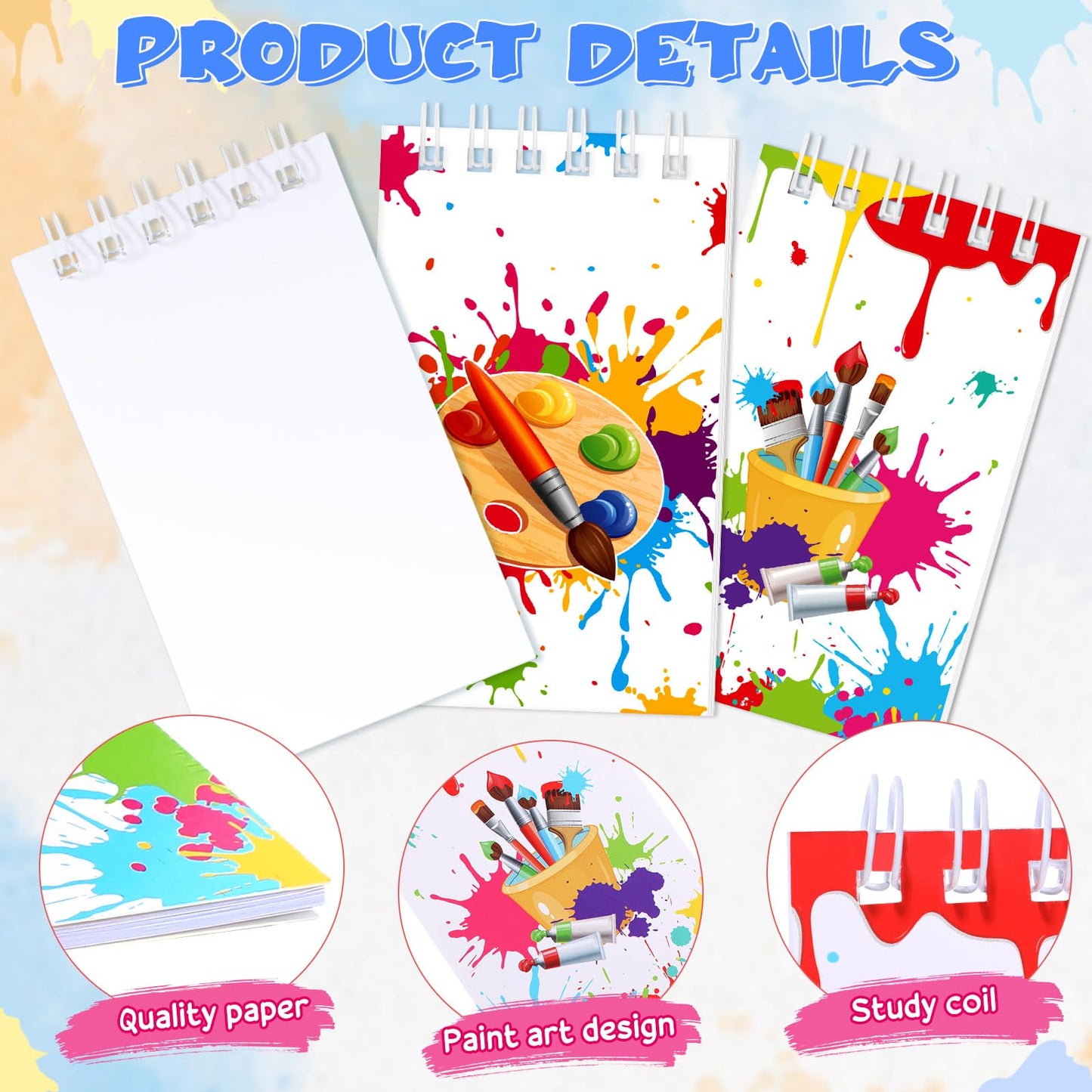 24 Pieces Art Painting Party Mini Notebooks Paint Art Party Favors Art Paint Spiral Notepads Art Theme Party Small Pocket Notepa