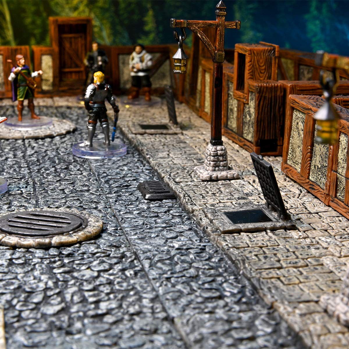 WizKids WarLock Tiles Base Set – Town Square, Mixed Color, Cardboard, Model WZK16521, One Size