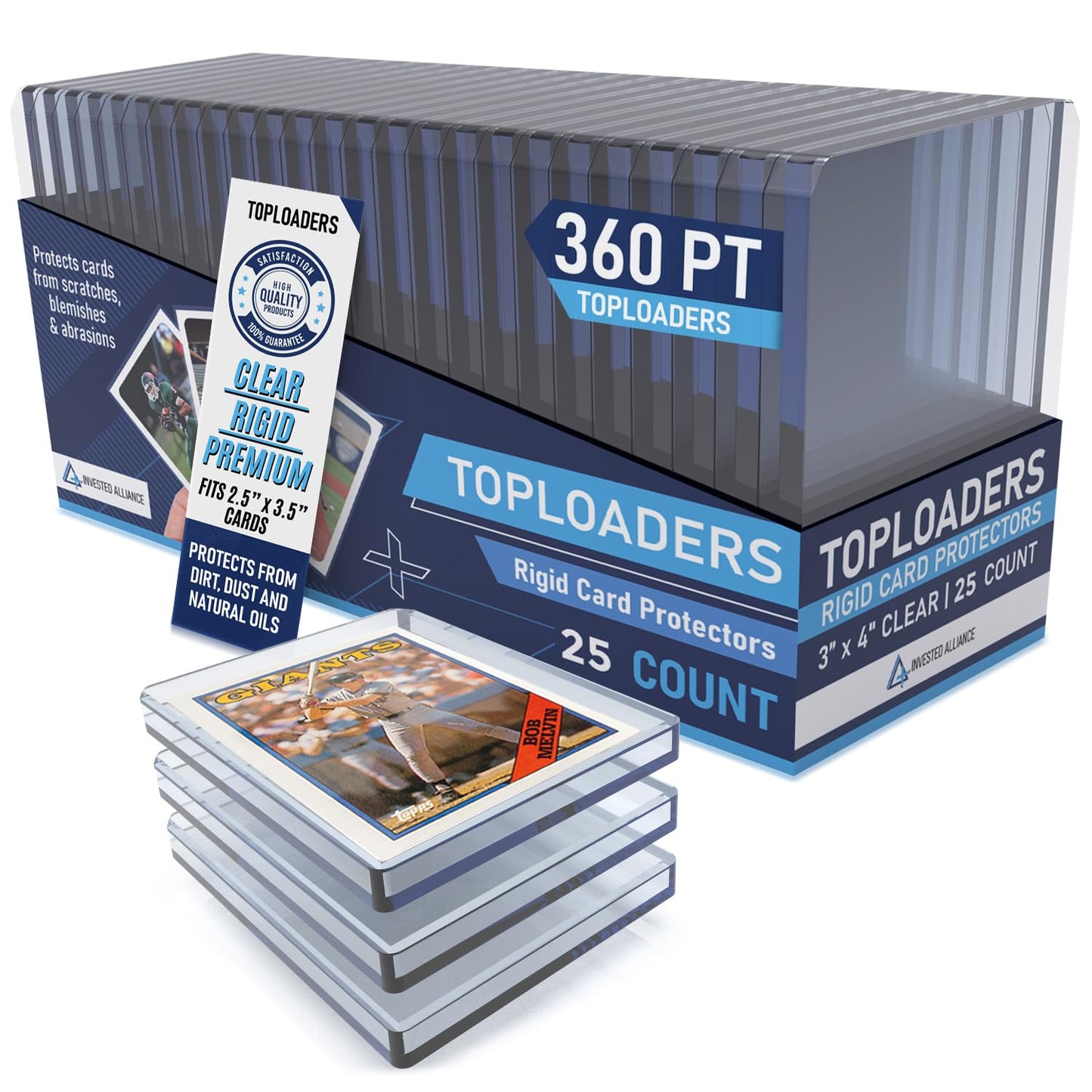 Premium Seamless 20Pt - 360Pt Thick Top Loaders For Cards | Top Loader Card Holder, Baseball Card Sleeves Hard Plastic, Hard Tra