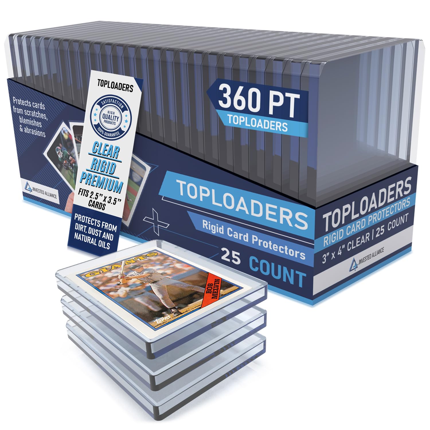 Premium Seamless 20Pt - 360Pt Thick Top Loaders For Cards | Top Loader Card Holder, Baseball Card Sleeves Hard Plastic, Hard Tra