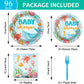 Gisgfim 96Pcs Under The Sea Baby Shower Party Supplies Paper Plates Napkins Ocean Theme Party Tableware Set Ocean Animal Underwa