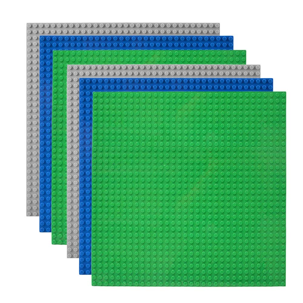 Lekebaby Classic Baseplates Building Base Plates For Building Bricks 100% Compatible With Major Brands-Baseplates 10' X 10',Age 3 And Up, Pack Of 6