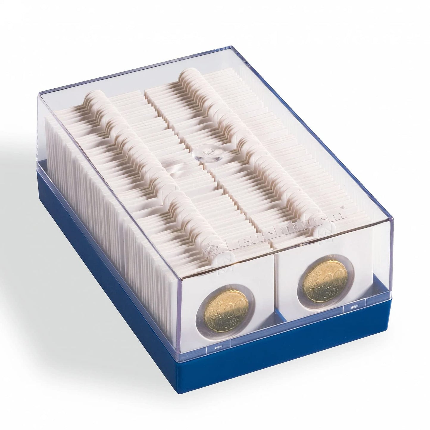Leuchtturm 315511 Plastic Box for 100 Coin Holders, Blue